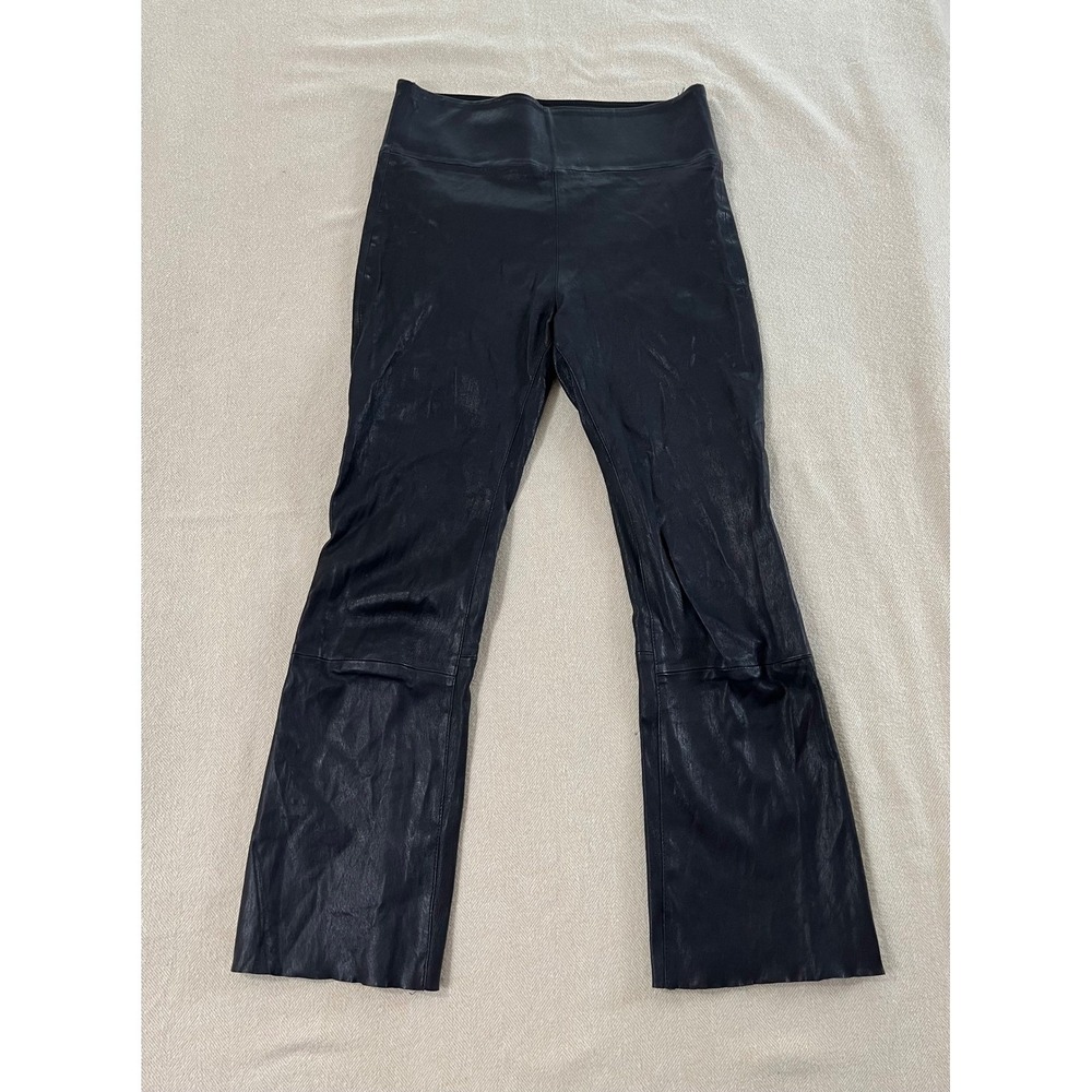 SPRWMN‎ Los Angeles crop flare Pants Womens M Black High Rise Leather FLR015L